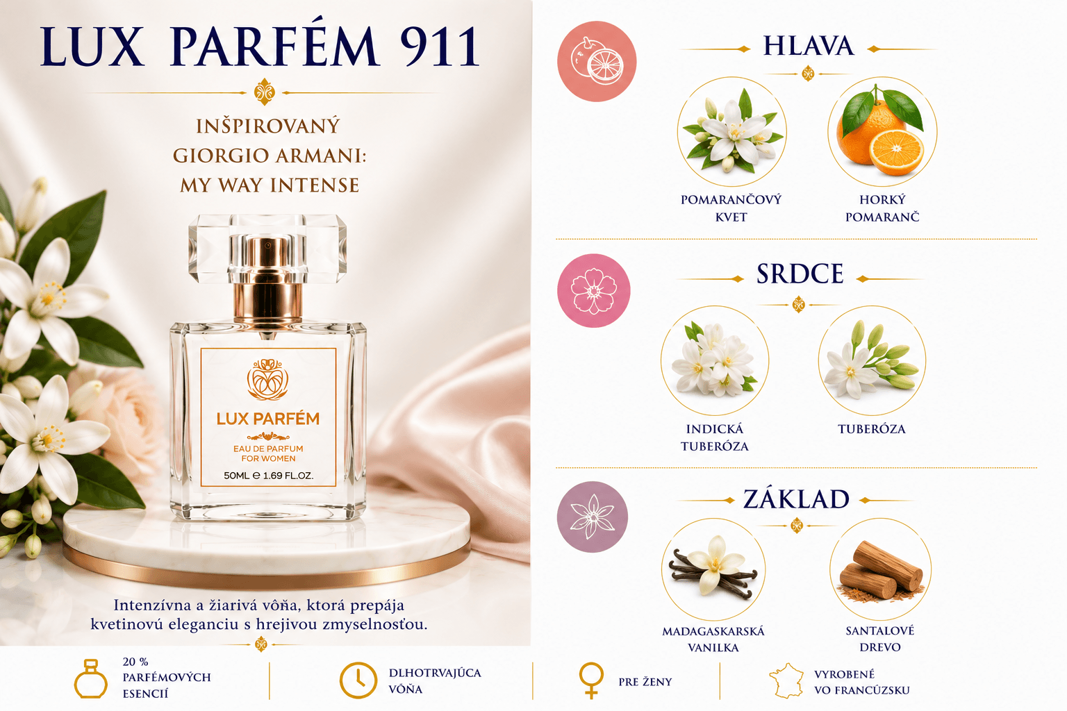 Lux Parfém 911 – Inšpirovaný Giorgio Armani: My Way Intense